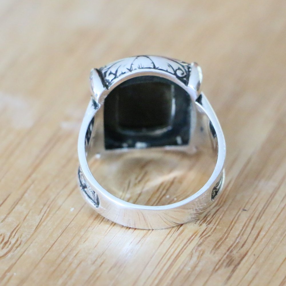 925 Sterling Silver Men's Rings with Black Onyx - Picture 7 of 8